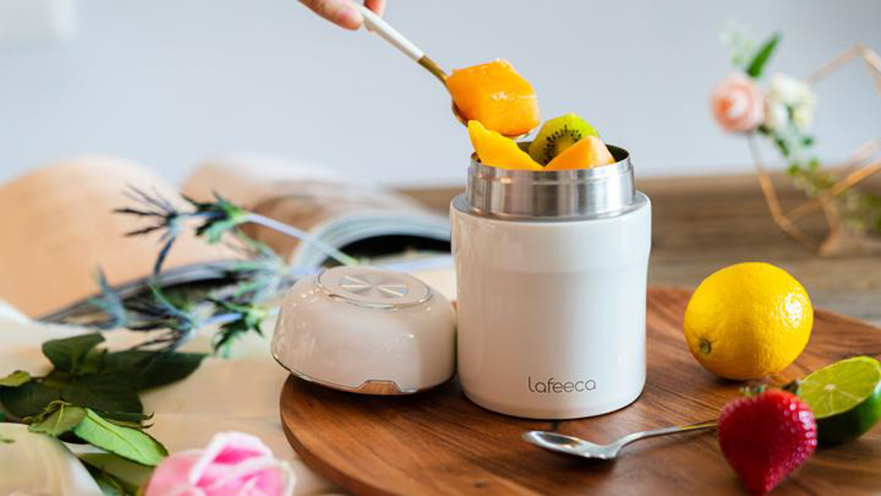 Double Wall Food Jar with spoon and dust bag